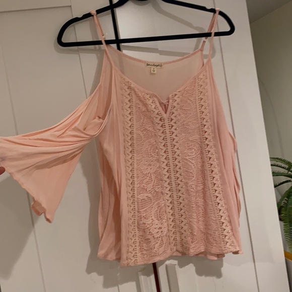 love on a hanger Tops - Crochet cold shoulder top